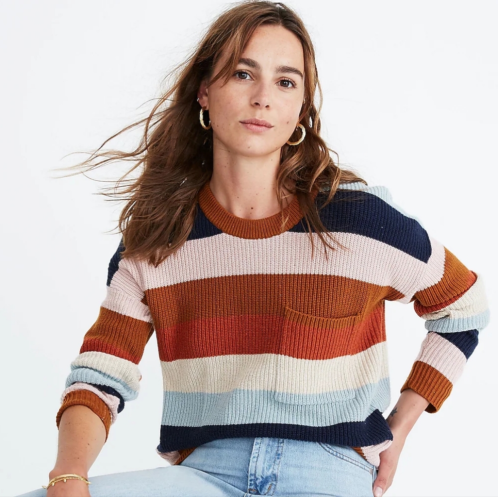 Madewell Multicolor Striped Crew Neck Sweater